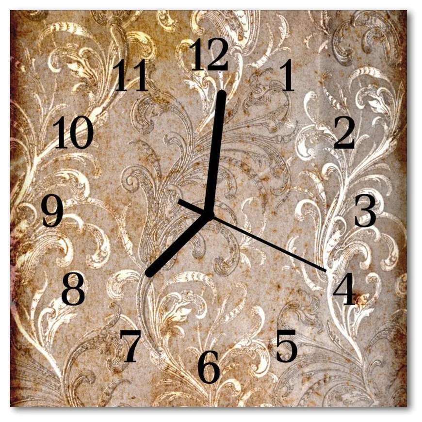 Sklenené hodiny štvorcové Kvetinový vzor 30x30 cm