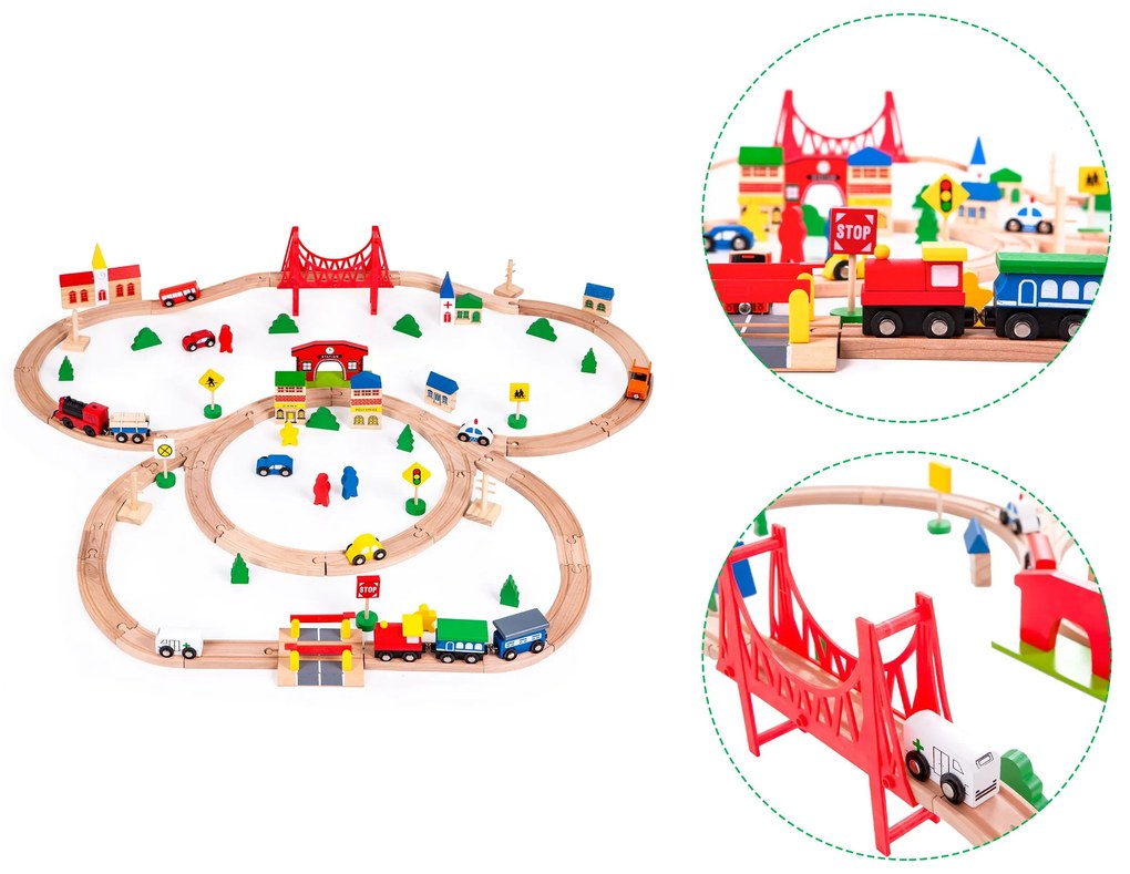 Wellhox Drevená vlaková dráha s elektrickým vláčikom