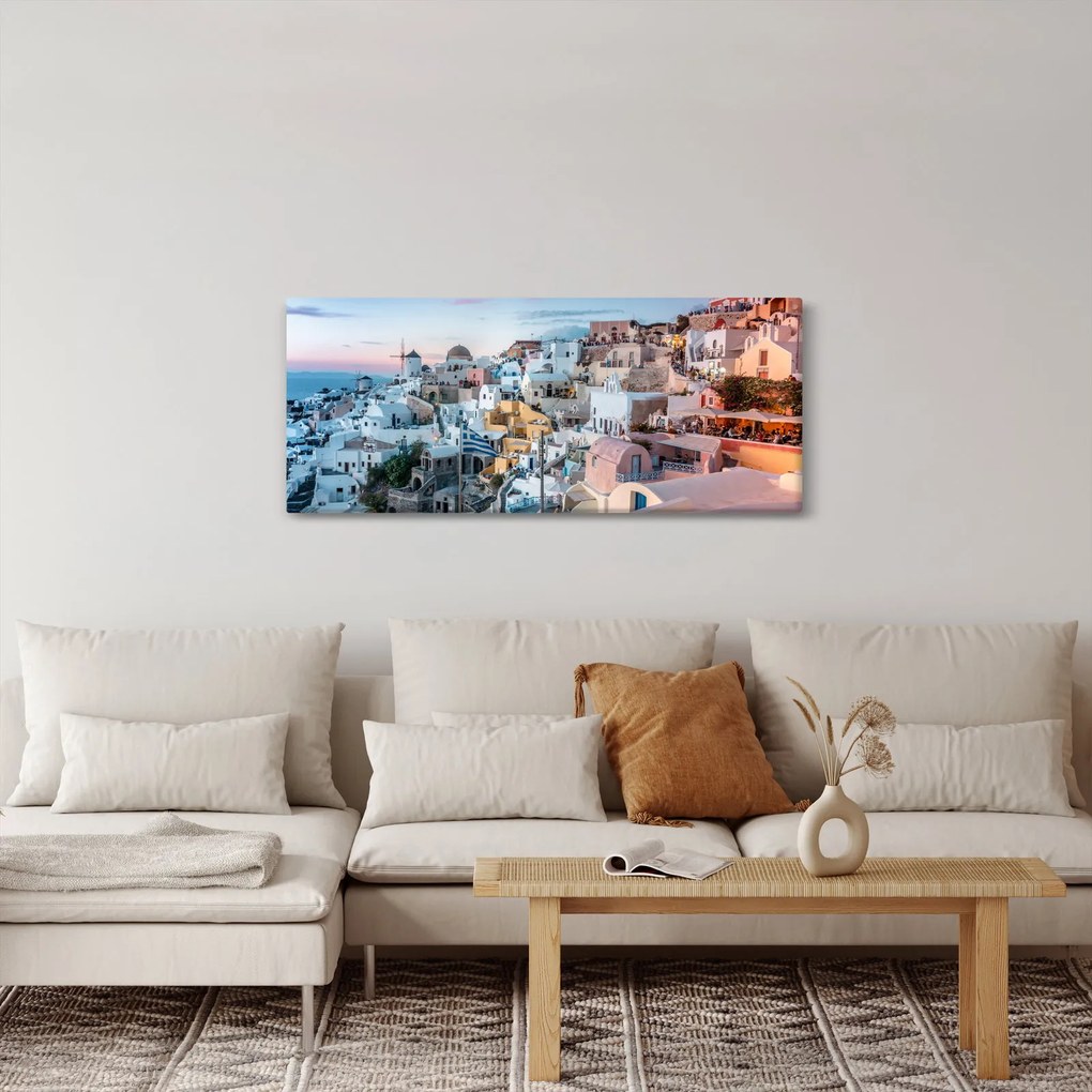 Obraz - Súmrak v Santorini (120x50 cm)