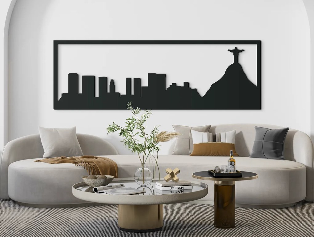 drevko Obraz Rio de Janeiro panoráma Rozmer obrazu: 29,5 x 89 cm, Farba dekorácie: Čierna