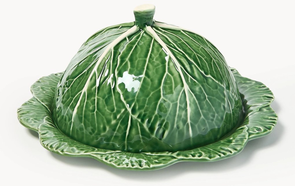 Ručne maľovaný servírovací tanier's pokrievkou Cabbage