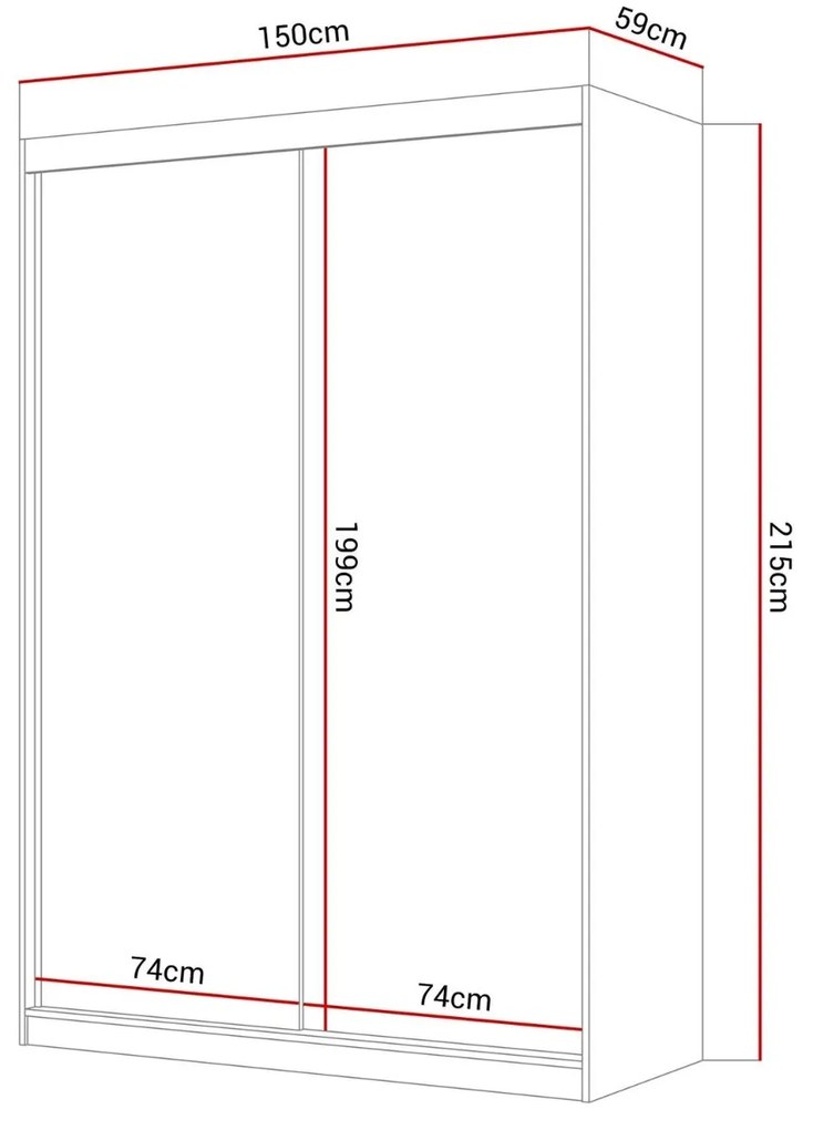 ŠATNÍKOVÁ SKRIŇA EMA 150 cm BIELA