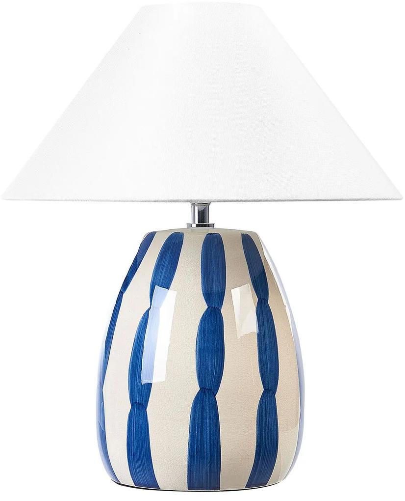 Keramická stolná lampa svetlobéžová/modrá LUCHETTI Beliani