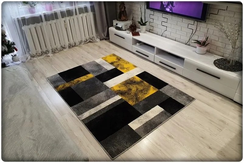 Dekorstudio Moderný koberec SUMATRA - Žltý vzor Rozmer koberca: 140x190cm