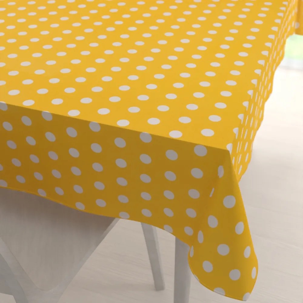 Biante Bavlnený obdĺžnikový obrus Sandra SA-598 Biele bodky na žltom 100x140 cm