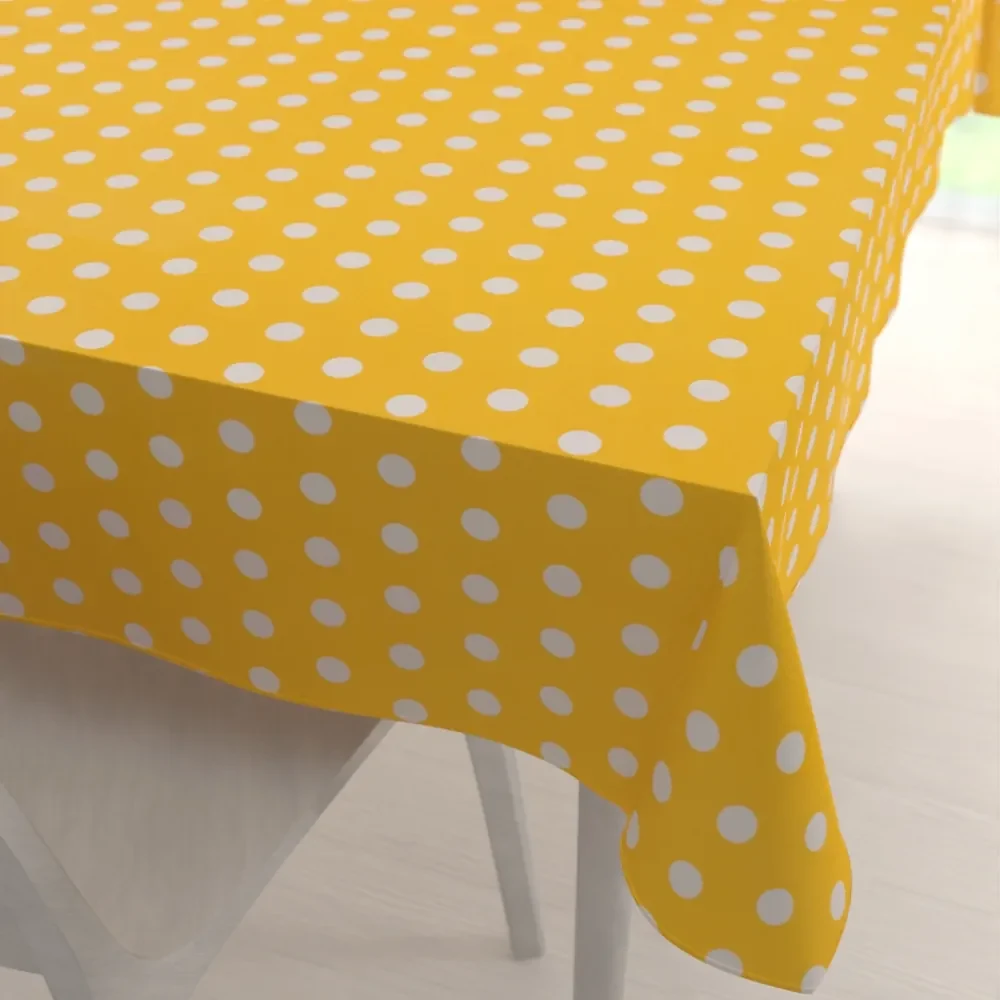 Biante Bavlnený obdĺžnikový obrus Sandra SA-598 Biele bodky na žltom 120x180 cm