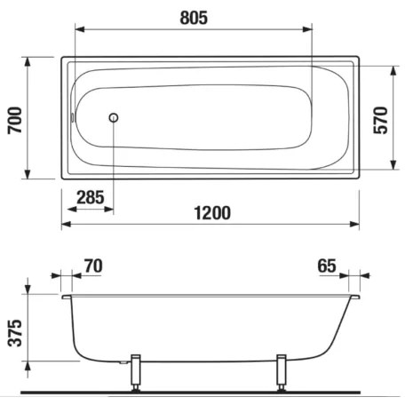 JIKA H2340200000001 - Vaňa RIGA 120x70 oceľ/biela