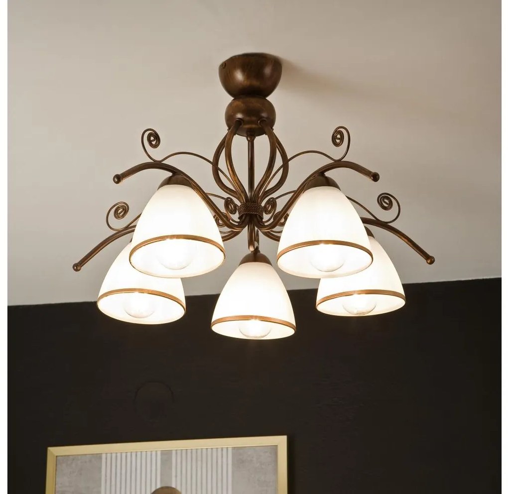 Lamkur Prisadený luster RETRO 5xE27/60W/230V bronz patina LA56142