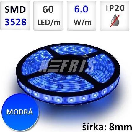 PremiumLED LED pásik 60x SMD2835 6W/m 1m modrý IP20