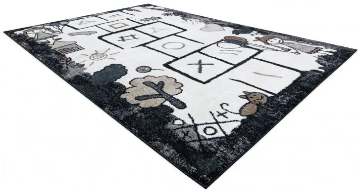 Dywany Łuszczów, Detský kusový koberec Fun Hop black, 140x190, čiernobiela, detská izba