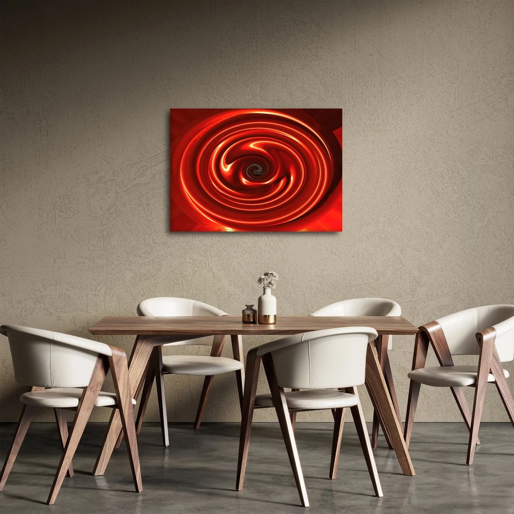 Abstraktný obraz - červená špirála (70x50 cm)