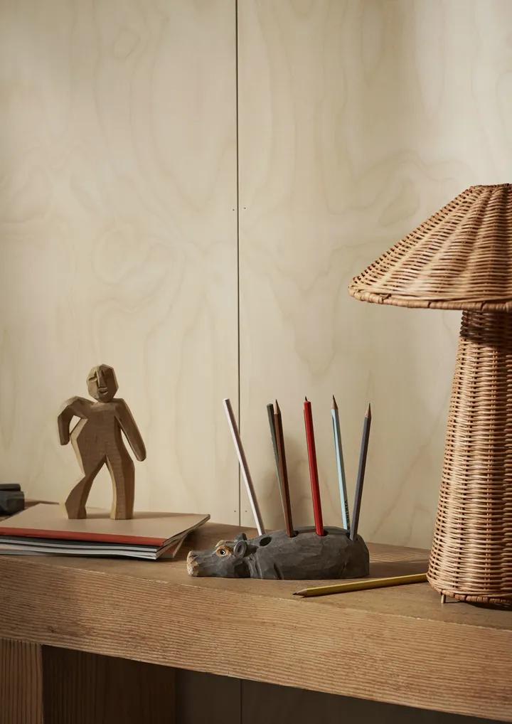 Ratanová stolová lampa Dou – prírodná