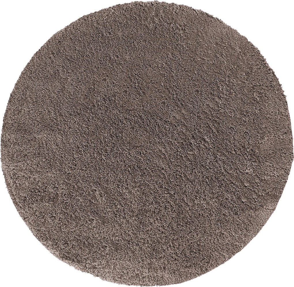 Okrúhly shaggy koberec Camel – hnedý s nádychom sivej Rozmer: 60 cm