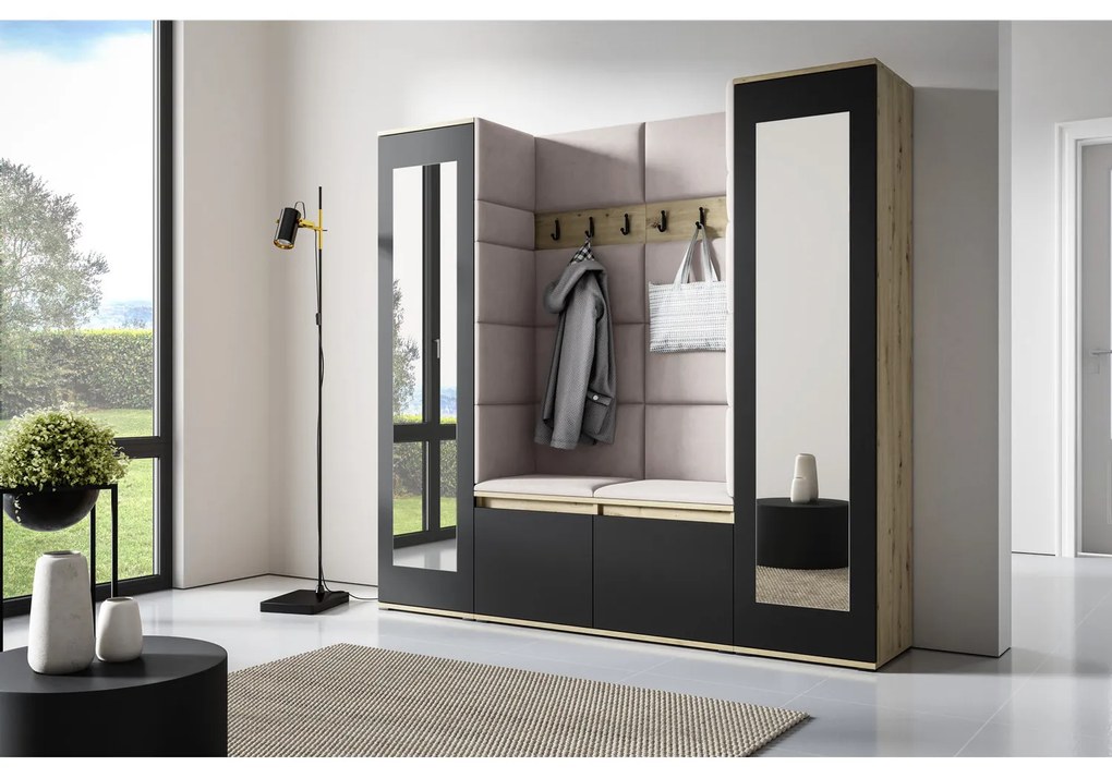 Predsieňová stena AMI 31 So zrkadlom Dub sonoma Tmavo žltá