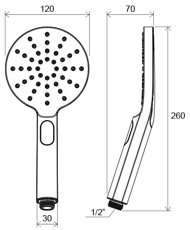 Ravak X07P233 - Ručná sprcha s tlačidlom FLAT lesklý chróm