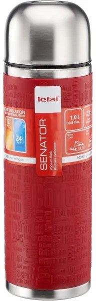 Tefal - Termoska s hrnčekom 1 l SENATOR nerez/červená
