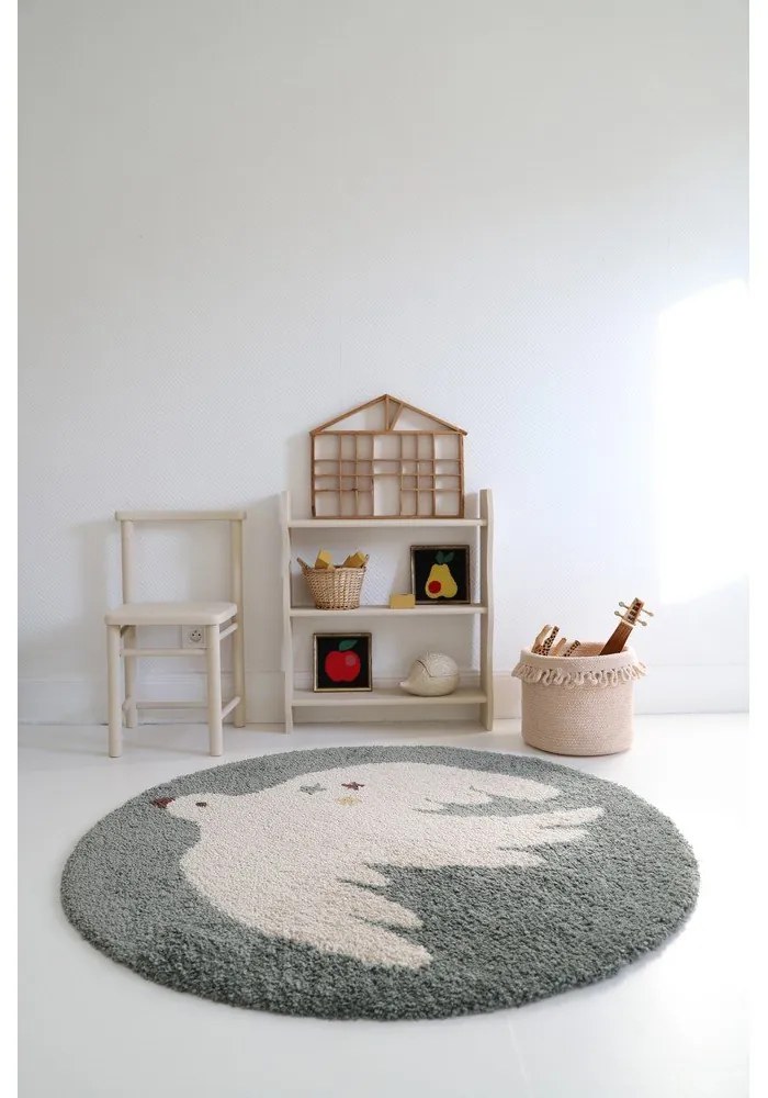 Svetlozelený detský koberec ø120 cm Bohemian Bird Aqua – Nattiot