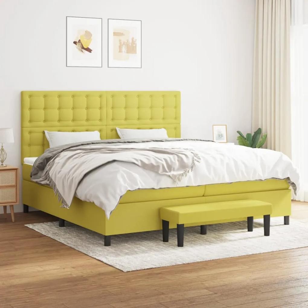 Boxspring posteľ s matracom svetlozelená 200x200 cm látka 3136948