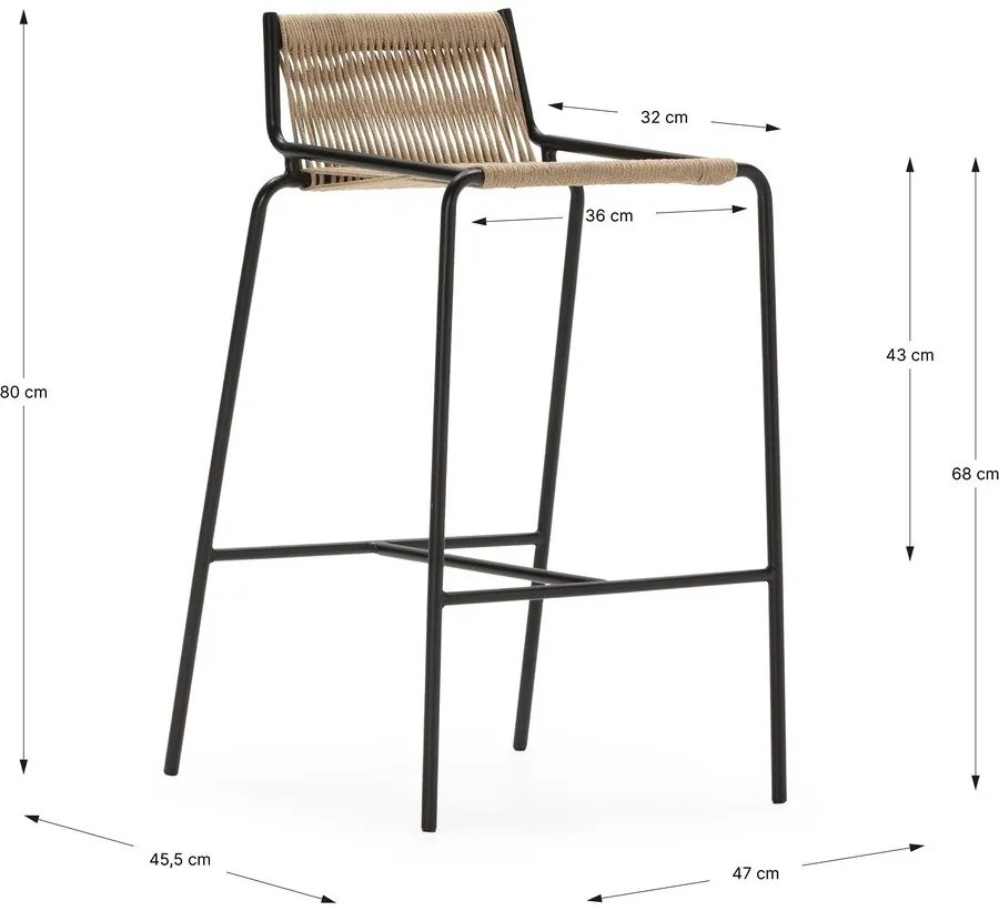 Béžová kovová barová stolička (výška sedadla 65 cm) Emily – Marckeric