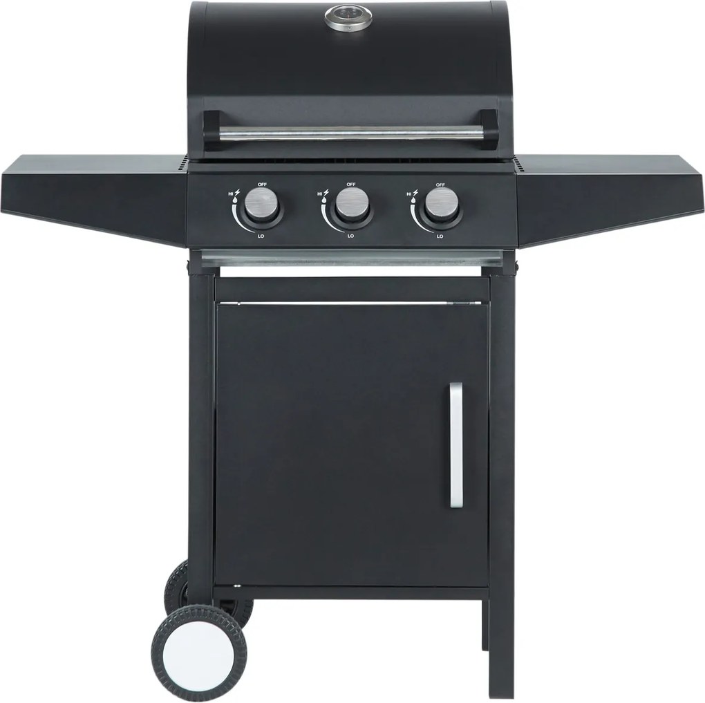 Záhradný plynový gril s 3 horákmi 8,1 kW - čierna