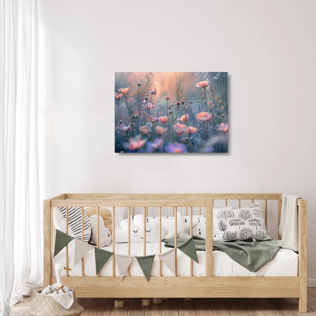 Sklenený obraz - Kvety v pastelových farbách (70x50 cm)