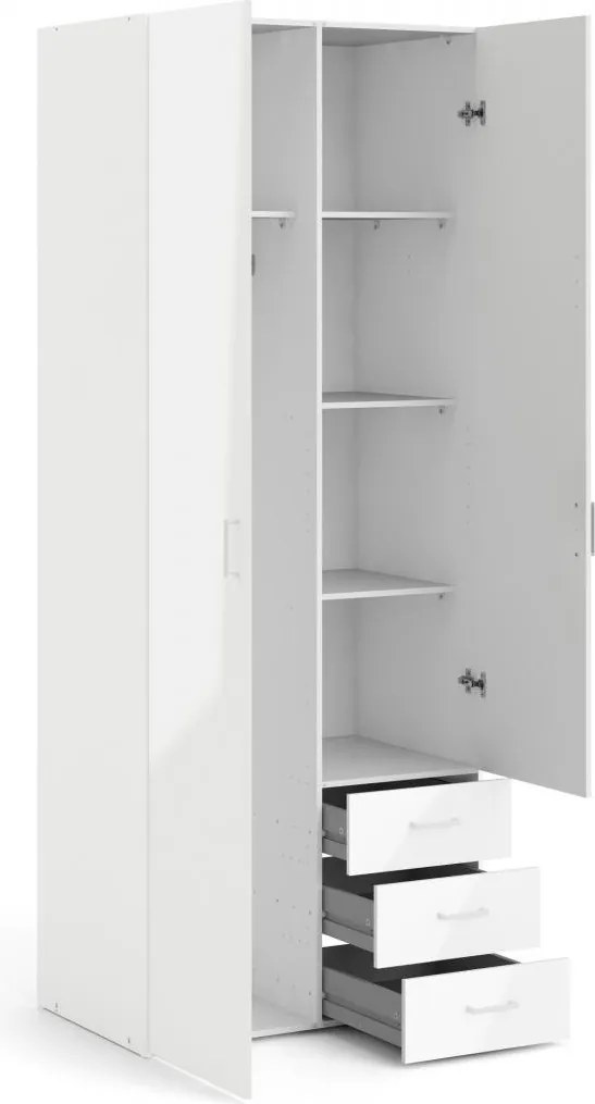 Šatní skříň Sida 77 cm bílý lesk