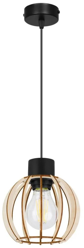 Závesné svietidlo Timber 8, 1x drevené tienidlo