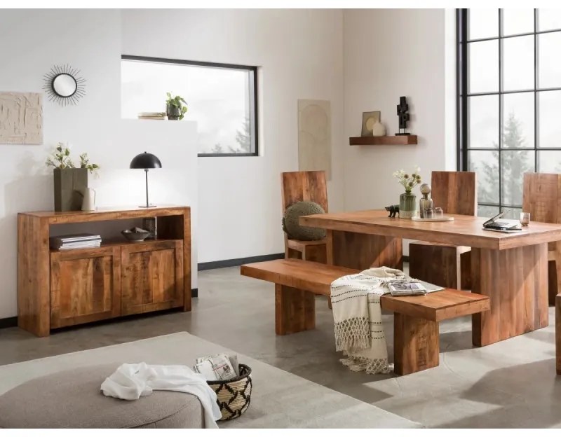furniture-nabytek.cz - Masívna komoda Country z mangového dreva, lakovaná, hnedá – 117×45×85 cm
