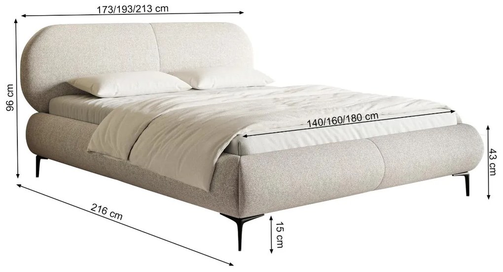 Manželská posteľ 140 cm Octave 140 (s roštom) (s úl. priestorom) (svetlá sivá + zlatá). Vlastná spoľahlivá doprava až k Vám domov. 1100027