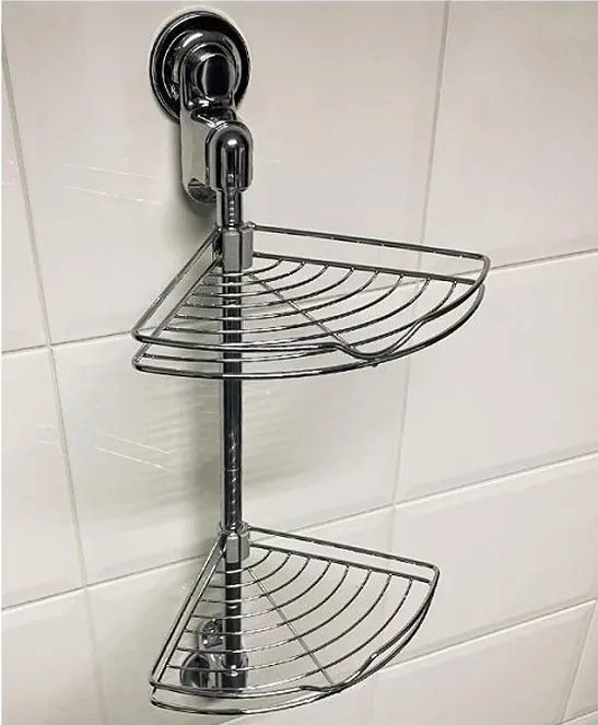 Rohová polička do kúpeľne CORNE 68 cm, strieborná