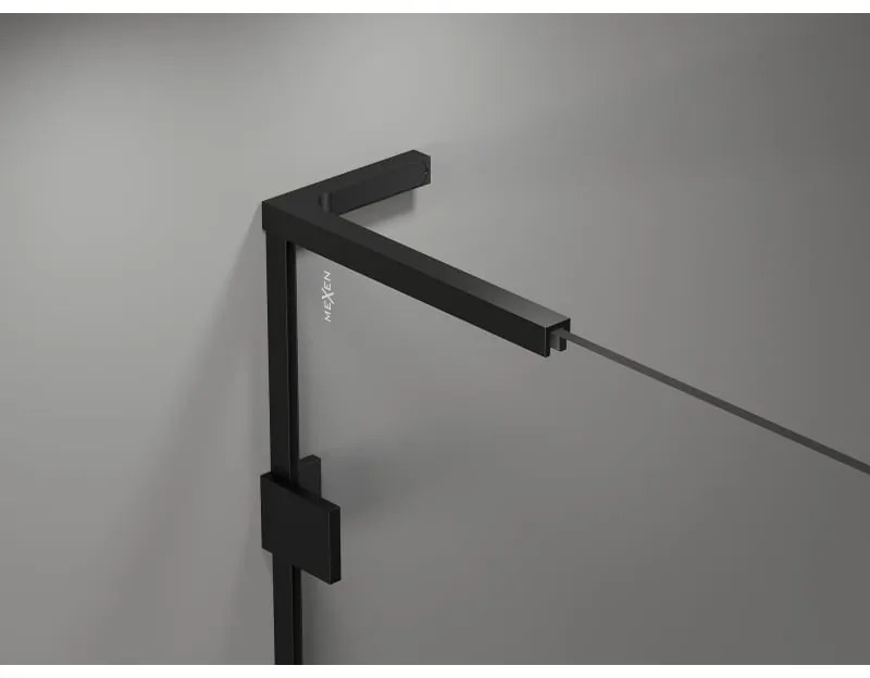 Mexen Lunar-F L, 1-krídlový sprchový kút so skladacími dverami, ľavý, 95 x 80 cm, 8mm číre sklo, čierny profil, 836L-095-080-70-00-L