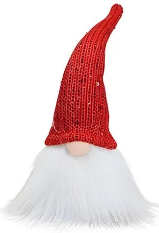 Vianočný škriatok s trblietavou červenou čiapkou 25 cm