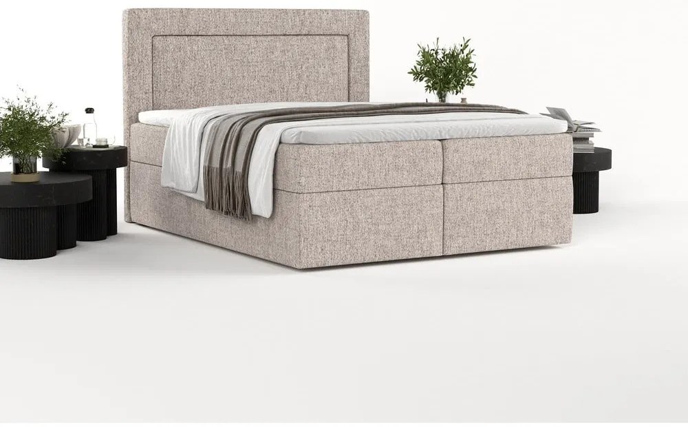 Svetlohnedá boxspring posteľ s úložným priestorom 200x200 cm Imagine – Maison de Rêve