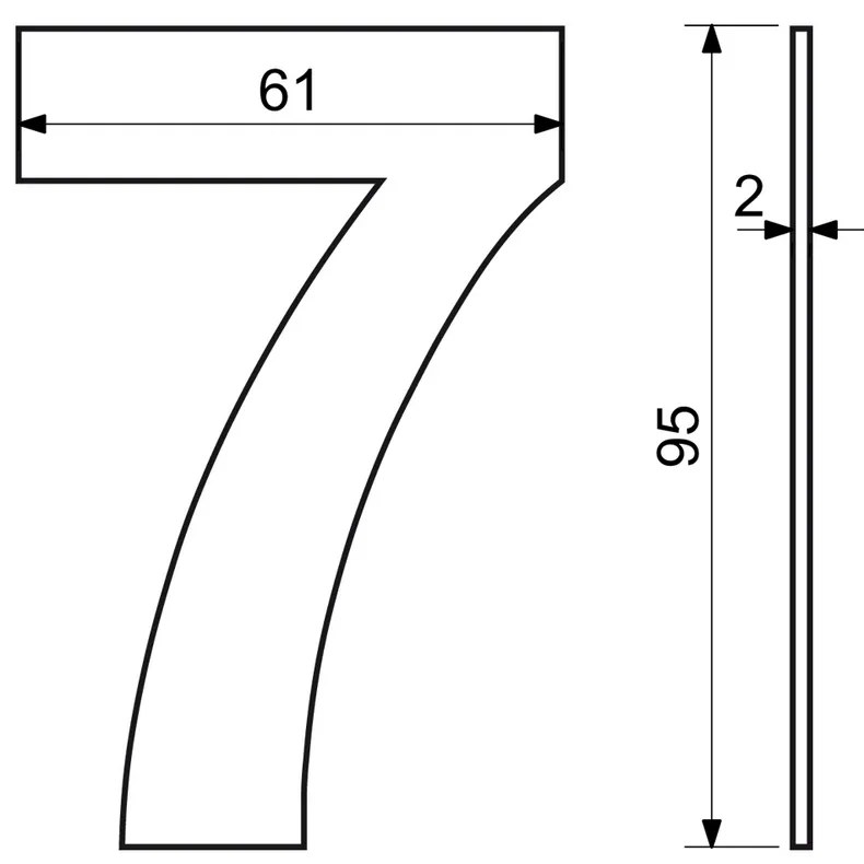 Domové číslo "7", RN.95L, nerez