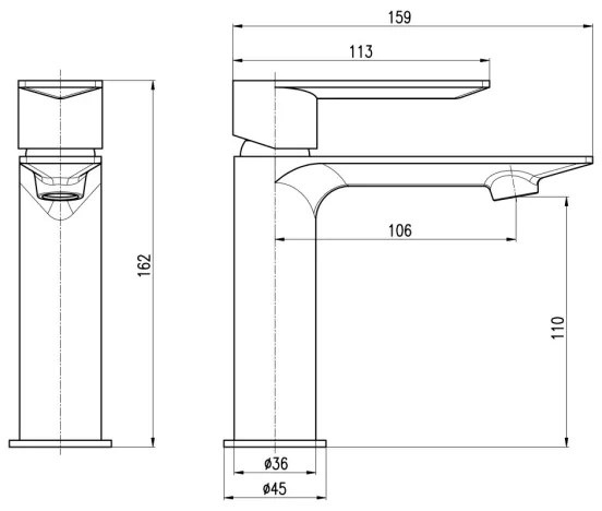 RAV Slezák NL126.0MGL - Umyvadlová batéria NIL 16,2 cm lesklá sivá