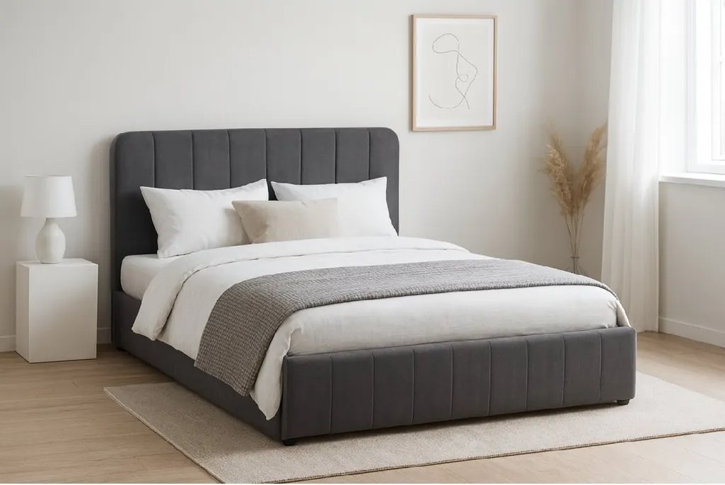 Noela Čalúnená posteľ s úložným priestorom tmavo šedá AVENA 140