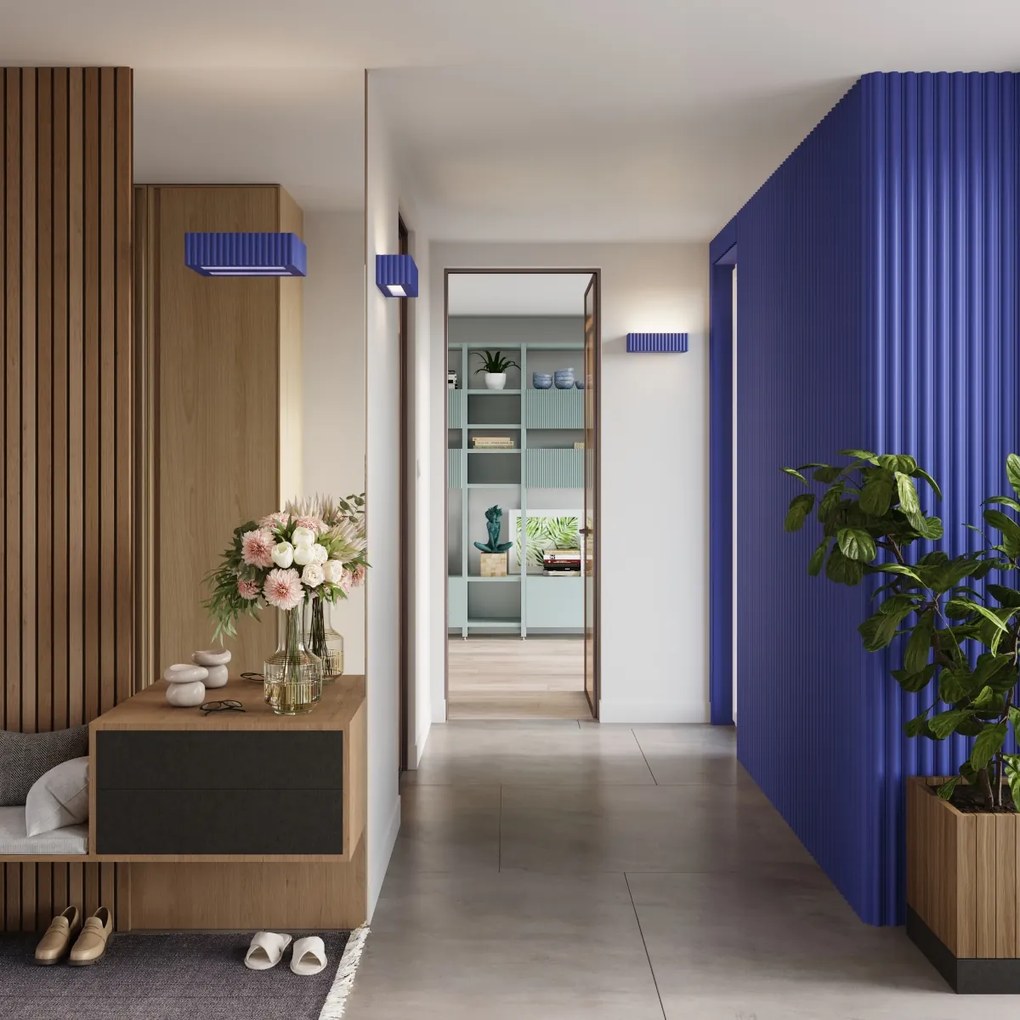 Nástenné svietidlo Rigata, 1x modré keramické tienidlo