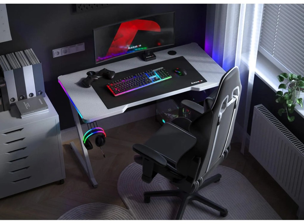 PC stolík Hyperion 2.5 (biela + viacfarebná) (s LED osvetlením). Akcia -18%. Vlastná spoľahlivá doprava až k Vám domov. 1087504