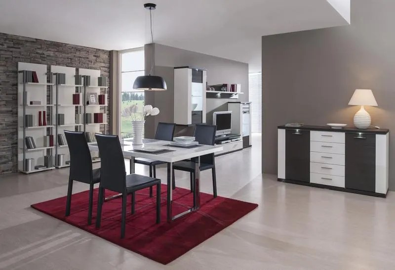 Obývacia stena Caracas kombi 333, grafit/biely lesk, s osvetlením