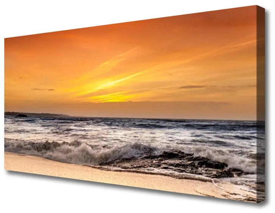 Obraz Canvas More slnko vlny krajina 125x50 cm