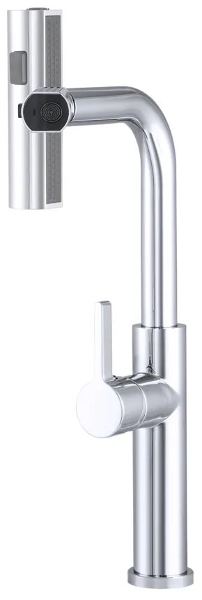 Gamma Rotary, vysoká drezová batéria s výsuvným výtokom h-415, chrómová, GMA-BR-CH