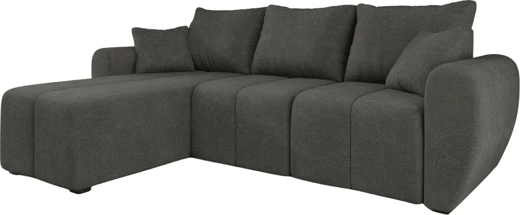 Rozkladacia obojstranná sedacia súprava do L SEVIO 246x145 cm, tmavo sivá + 2 vankúšiky ZDARMA