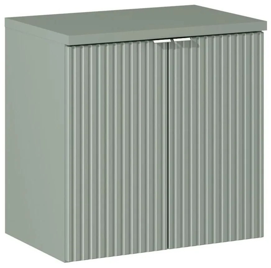 Závesná skrinka Line Reed Green I s doskou 60 cm zelená