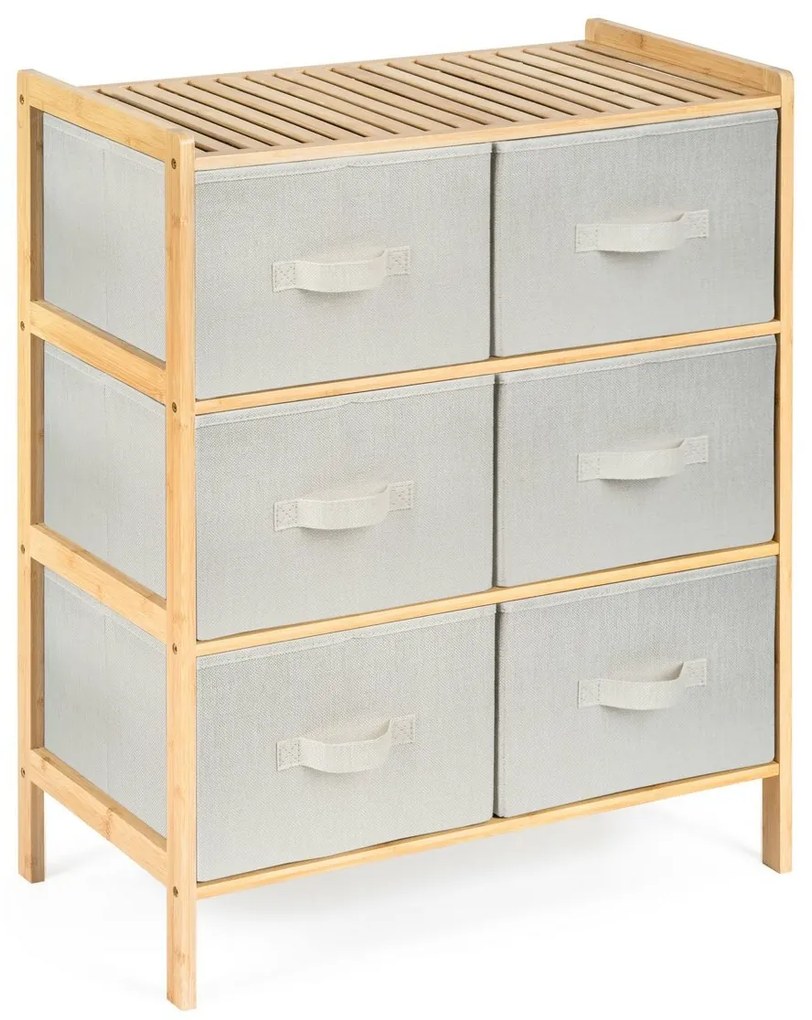 G21 Bambusový regál s košíkmi, 3 police, béžová, 3 poschodia