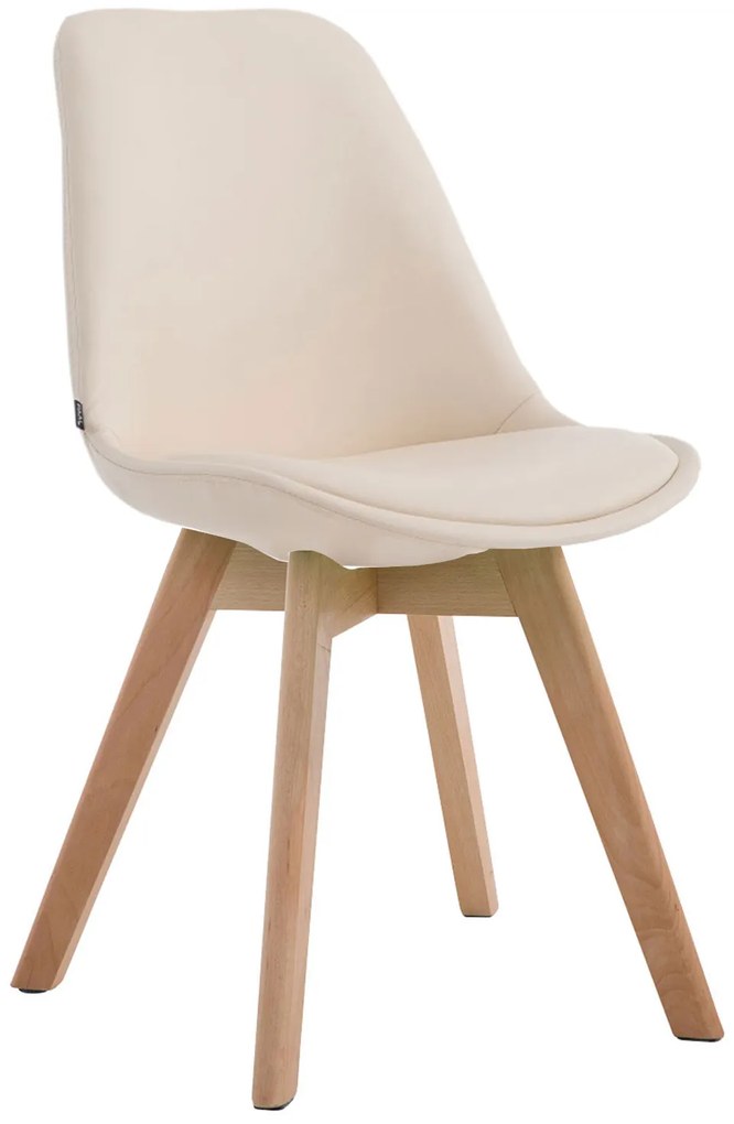 Stolička Manado - koženka, drevené nohy natura - Krémová