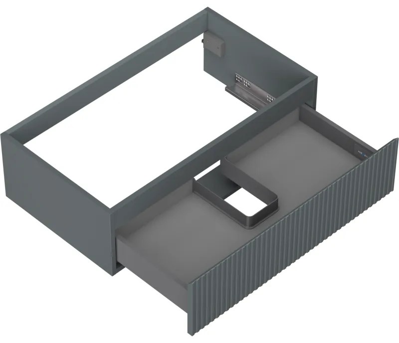 Mexen Rivel, kúpeľňová skrinka 80 cm, 1 zásuvka, drážkovaná, grafitová matná, 91A20-08023-1-BF66
