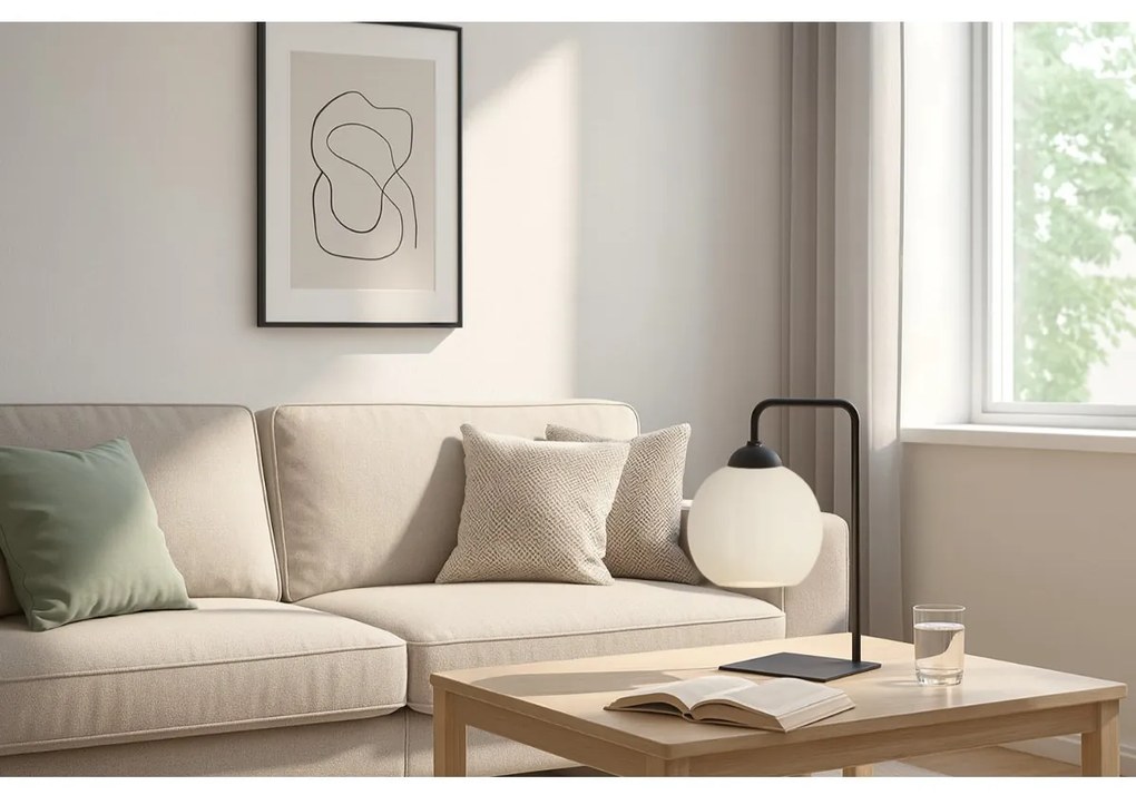 Stolná lampa Costa, 1x biele sklenené tienidlo, b