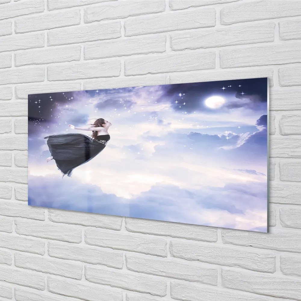Nástenný panel  Víla neba mraky polmesiac 120x60 cm