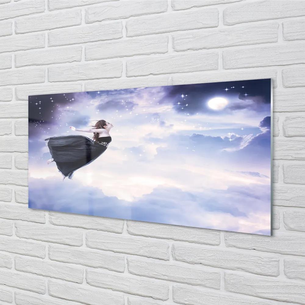 Nástenný panel  Víla neba mraky polmesiac 125x50 cm