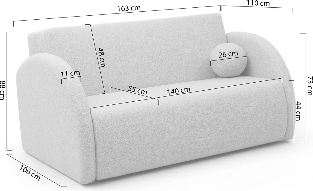 Rozkladacia pohovka Nubi trojmiestna 140 cm s úložným priestorom - béžový boucle Quelle 16